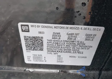 2024 Chevrolet Equinox Fwd Lt z USA, uszkodzony, nr VIN 3GNAXKEGXRL157611